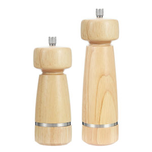 Melhor Premium Sal De Madeira e Pepper Mill Set com Aço Inoxidável Decor Ring Rubber Wood Spice Grinder Monarch Estilo - Product Image 2