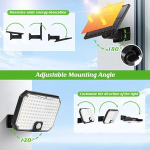 OTHC 1812B Luces de inundación LED solares 124 LED Sensor de movimiento Luces de punto de seguridad impermeables para jardín Porche Patio Garaje-Pequeño - Product Image 4