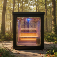 Sauna infrarouge portable moderne en bois de cèdre rouge massif pour extérieur, combinaison spa et vapeur, infrarouge lointain, idéal pour appartement