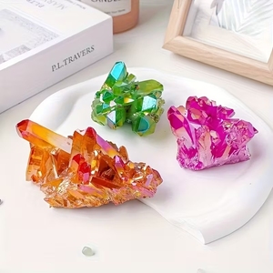 <strong>Wholesale</strong> Stone <strong>Crystal</strong> Mixed Color Electroplated <strong>Crystal</strong> Cluster <strong>Raw</strong> <strong>Crystal</strong> Stones for Decoration - Product Image 1