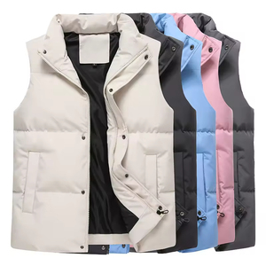 Chaleco casual ecológico de invierno para mujer, con cuello alto, sin mangas, cálido, con bolsillos, resistente al frío. - Product Image 1