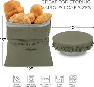 Sac de rangement en coton pliable et écologique réutilisable avec cordon de serrage Doublure en cire d'abeille Grande capacité pour l'épreuvage du pain fait maison - Product Image 2