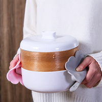 Sous-plat en silicone en forme de fleur avec motif cœur et feuille en creux pour table à manger et cuisine