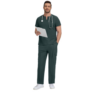 Tenue médicale unisexe légère et à séchage rapide, couleur unie foncée, pour clinique dentaire, infirmière, etc. - Product Image 6