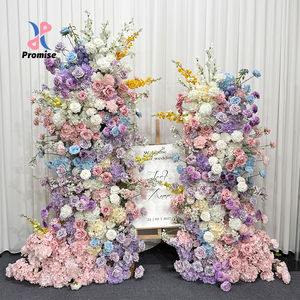 Conjunto de Columnas de Flores Artificiales en Tonos Pastel Arcoíris, para Decoración de Bodas y Fondo de Bienvenida - Product Image 1