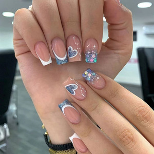 Lot de 24 faux ongles en acrylique de qualité supérieure, forme amande française, à presser, avec colle, prix abordable - Product Image 6
