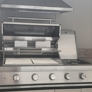 شواية فاخرة من الفولاذ المقاوم للصدأ لعام 2026، مطبخ خارجي متكامل للحدائق مع خزانة وفرن بيتزا مع مظلة - Product Image 5