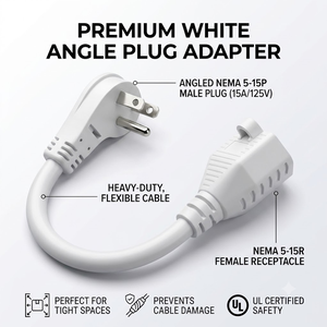 US <b>Power</b> Extension Cord NEMA 5-15P to 5-15R 16 Gauge SJT 1.6ft Short <b>Power</b> <b>Cable</b> for Desktop Computer Monitor PDU Server - Product Image 1