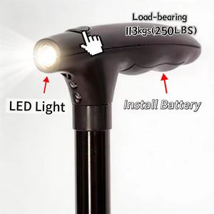 Canne de marche pliable à LED pour seniors, hauteur réglable, légère, durable, en aluminium, matériel de réadaptation thérapeutique - Product Image 3