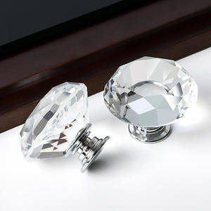 GQK Dresser Drawer Kitchen <strong>Cabinet</strong> Door Crystal Clear Glass <strong>Diamond</strong> Handle - Product Image 4