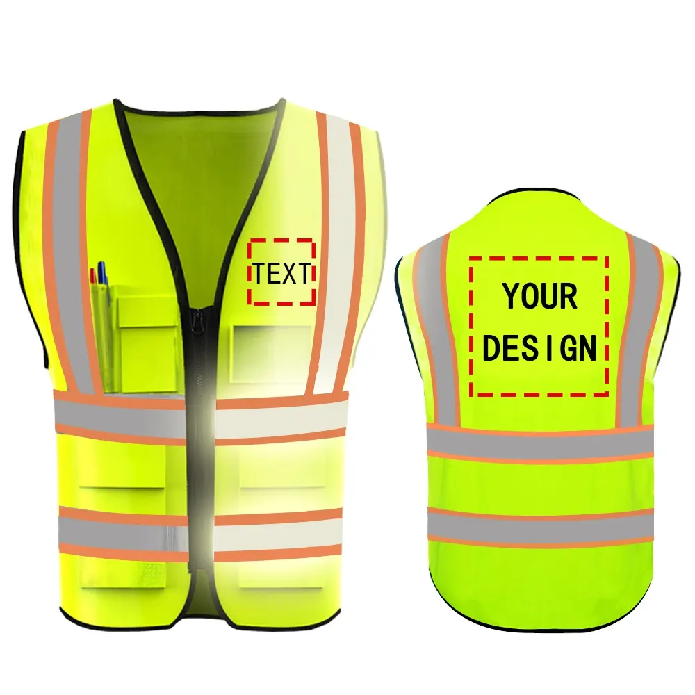 Gilet de sécurité réfléchissant haute visibilité, Logo imprimé personnalisé pour Jogging, course, route, Construction