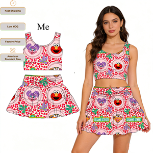 Ensemble de sport personnalisé été <span class=keywords><strong>Maman</strong></span> et moi, haute élasticité, respirant, pour le fitness, le golf et le tennis, comprenant une jupe de tennis et un débardeur court pour femme, idéal pour le <span class=keywords><strong>yoga</strong></span> - Product Image 1