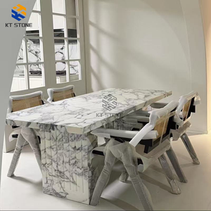 KT STONE Tavolo da Pranzo in Pietra Naturale con Lavorazione Squisita, <span class=keywords><strong>Base</strong></span> Antiscivolo, Sicuro e Stabile, per Banchetti Aziendali, in Marmo - Product Image 6