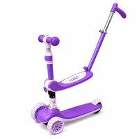 Trottinette pour enfants 2 en 1 avec barre de poussée parentale, 3 roues, hauteur réglable, roues en PU pour garçons et filles