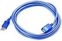 USB 2.0 Verlängerungskabel USB-Stecker auf USB-Buchse Kabel Halbtransparent Blau Reinkupferleiter für Computermaus Barcode-Scanner