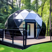 Tente dôme de luxe tentes hexagonales en polycarbonate géodésique Glamping 50sqm Glassdome Black House Glas Mini