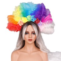 Accessoire de tête en plumes pour cosplay d'Halloween transfrontalier, bandeau, fête dansante, accessoire de tête amusant, couronne, accessoires de carnaval