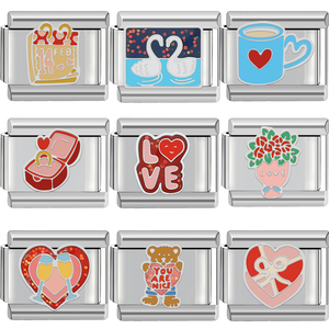 이탈리아 매력 팔찌 링크 모듈 발렌타인 커플 팔찌 방수 스테인레스 스틸 이탈리아 매력 팔찌 - Product Image 4