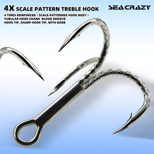 OEM Haute Qualité 4X Strong 8 # Hameçons triples 3/0 tranchants à ardillon, à courbure ronde, en acier à haute teneur en carbone, pour la pêche en mer et la pêche à la traîne - Product Image 1