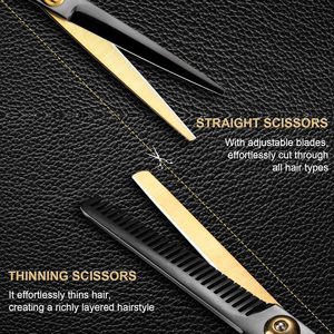 Tijeras de Peluquería de 5.5'' y 6'' AQIABI, Tijeras de Entresacar de Acero JP para Barbería, Tijeras para Cortar Cabello, Tijeras de Peluquería Profesionales Negras A9030 - Product Image 3