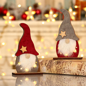 New Christmas decorations: <b>LED</b> illuminated faceless Christmas <b>tree</b> wooden ornaments for hotel window display. - Product Image 1