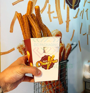 Caja <span class=keywords><strong>de</strong></span> Comida para Llevar Personalizada <span class=keywords><strong>de</strong></span> Material Reciclado para Papas <span class=keywords><strong>Fritas</strong></span> y Churros <span class=keywords><strong>con</strong></span> Soporte <span class=keywords><strong>de</strong></span> Papel Repujado e Inserto para Salsas - Product Image 1