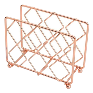 Modern <b>Metal</b> Napkin Holder Copper Wire <b>Grid</b> Design Table Organizer for Home Dining Room Decor - Product Image 1