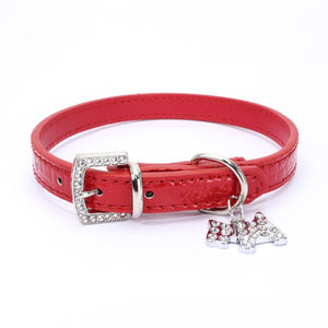 Dây Cổ Cho Thú Cưng Hiện Đại Cao Cấp Có Thể Điều Chỉnh, Khóa Dán, Thân Thiện Với Môi Trường, Họa Tiết Sọc, Đính Đá, Ruy Băng Hoạt Hình, Mặt Dây Chuyền Cho Chó Con, Mèo Con, Chất Liệu PU - Product Image 3