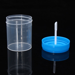 Vaso de muestra Tamayasu de 50 ml con tapa de rosca y cuchara graduada para uso en laboratorio - Product Image 1