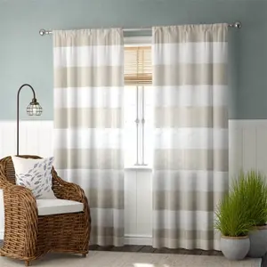 Faux Linen Sheer Curtains Striped Sheer Rod Pocket Curtain Panels Sheer Curtains For The Living Room