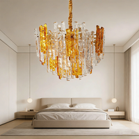 Lustres suspendus modernes de luxe en verre cristal doré pour salon, chambre et décoration de salle de conférence