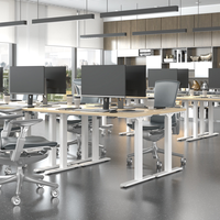 Bureau de travail ergonomique moderne, réglable électriquement, double moteur, design modulaire, montage facile, résistant à l'eau, usage commercial