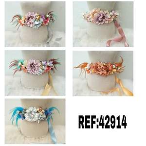 Ceinture à fleurs en ruban avec plumes des deux côtés, 4 cm, ceinture décorative en tissu pour femmes, accessoire pour robe de soirée - Product Image 3