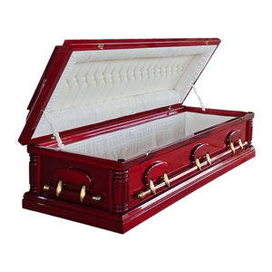 Ataúdes de Madera de Sapele de Alta Calidad Estilo Americano Qianrui, Ataúd de Madera para Adultos con <span class=keywords><strong>Acabado</strong></span> de Terciopelo Satinado y Asas - Product Image 2