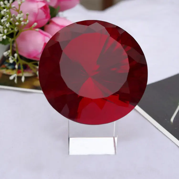 赤い宝石ガラスダイヤモンド形クリスタルウェディングフェイバーMH-9446