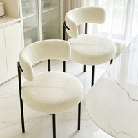 Modern Döşemeli Yemek Sandalyesi Beyaz Kadife Şerpa Otel Salon Sandalyesi Bukle Oturma Odası Vurgu Mutfak Sandalyeleri Yemek Odası İçin