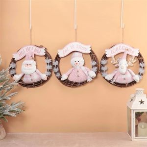 Couronne de porte de Noël artisanale festive, 3 modèles, ornement en peluche douce avec des feuilles de plantes à feuilles persistantes - Product Image 1