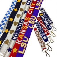 Direct usine, Sangle d'épaule perlée à lettres style rétro européen-américain, Sangle de sac bandoulière perlée à la main, Porte-clés à lettres en perles de riz