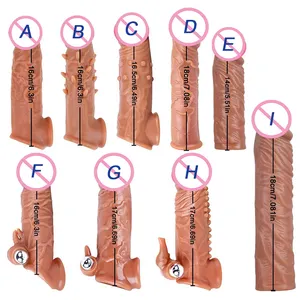 Extensor de manga para pene realista, anillo para pene, consoladores Tpe reutilizables, condón, retraso en la eyaculación, agrandamiento de pene, Juguetes sexuales para hombres