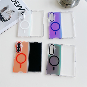 Street Fashion Flash Gradient Acrylic Cellphone Cover para Samsung <span class=keywords><strong>Galaxy</strong></span> Z Flod7 6 Carga magnética TPU Frame Fundas a prueba de golpes - Product Image 2