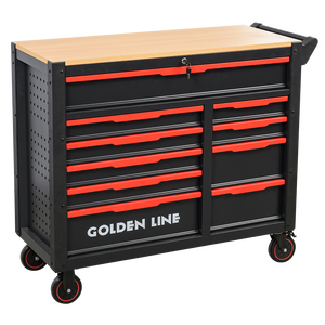Chariot à outils mobile GOLDENLINE moderne en acier SPCC, 10 tiroirs, avec roulettes universelles, pour <span class=keywords><strong>garage</strong></span> et atelier - Product Image 2