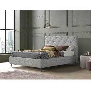 เตียงคู่พร้อมที่เก็บของหุ้มผ้าสีเทาอ่อน - Product Image 1