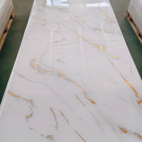 Panneaux muraux en PVC marbré avec revêtement UV, motifs artistiques dorés, pour la décoration de fond des établissements commerciaux haut de gamme