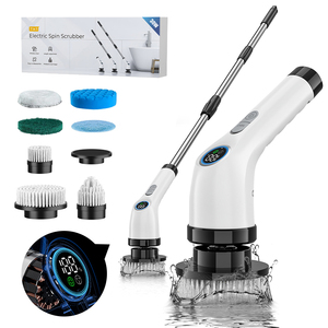 Recharge sans fil avec 7 têtes de brosse avec écran LCD Type-C Charge Brosse électrique rotative pour le nettoyage avec long manche - Product Image 1