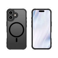 Coque de téléphone portable antichoc Weview de haute qualité en TPU mat et PC, design blindé, avec anneau magnétique pour 17 Pro Max
