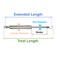 Amortisseur à ressort à gaz en acier inoxydable 10N-4500N Charge Compression Reverse Pull Series Cylindre Style pour meubles