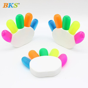 Bks dễ thương ngón tay Grip thiết kế 6 màu sắc sáng huỳnh quang mực vòng ngón chân bàn chải tip vui vẻ <span class=keywords><strong>Highlighter</strong></span> - Product Image 3