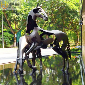 Escultura Abstracta de Caballo Jiahua, de Acero Inoxidable, para Montar en el Suelo, Decoración Artística de Animales para Exteriores - Product Image 1