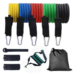 Vendita calda regolabile durevole corpo Home Gym Fitness <span class=keywords><strong>kit</strong></span> <span class=keywords><strong>allenamento</strong></span> di alta qualità TPE 11 pezzi Set di fasce di resistenza del tubo - Product Image 6
