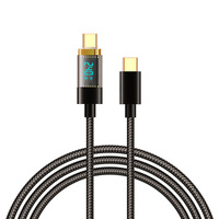 Kabel Data Tipe C pengisian daya cepat, kabel nilon PD 240W, kabel Data tipe-c, tampilan transparan Real-Time, kabel Digital untuk Printer